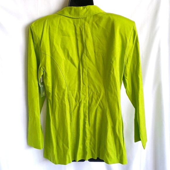 Stringbean Vtg Button Up Neon Green Linen Blend Jacket, NWT, Sz 13 - Picture 4 of 7